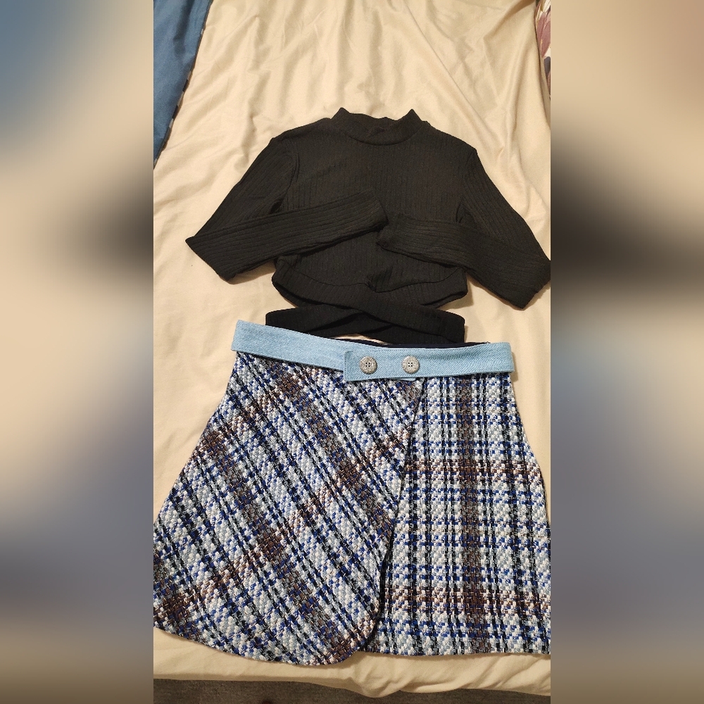 ZARA SKIRT and Shein Ribbed criss cross top - Picture 3 of 3